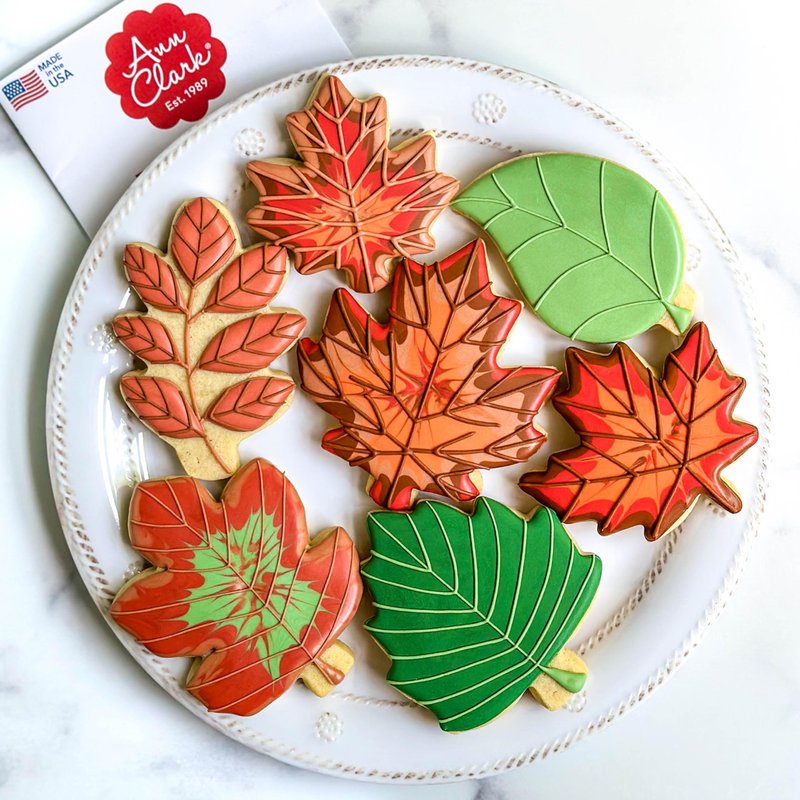 Ann Clark Fall Leaves 7-Pc. Cookie Cutter Set, Made in USA, Birch, Maple, Oak, Hawthorn and Teardrop Leaves