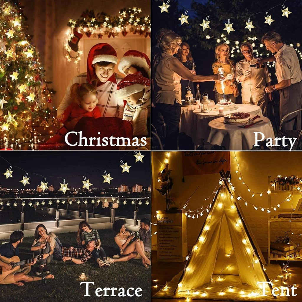 Star String Lights - 10ft Battery Operated 20 LED Fairy Lights | Warm White Indoor/Outdoor Decor