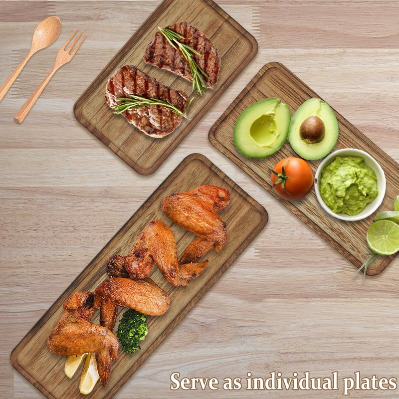 Onkuly Wooden 3 Tier Serving Tray Wood Cupcake Stand Rectangle Serving Platter Food Display Trays for Party, Birthday, Wedding
