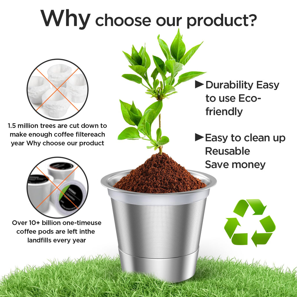 Reusable k Cup Coffee Filters,Universal stainless steel Refillable k Cups Filter Use for Keurig 2.0 and 1.0 Coffee Makers-brewers (3pack)