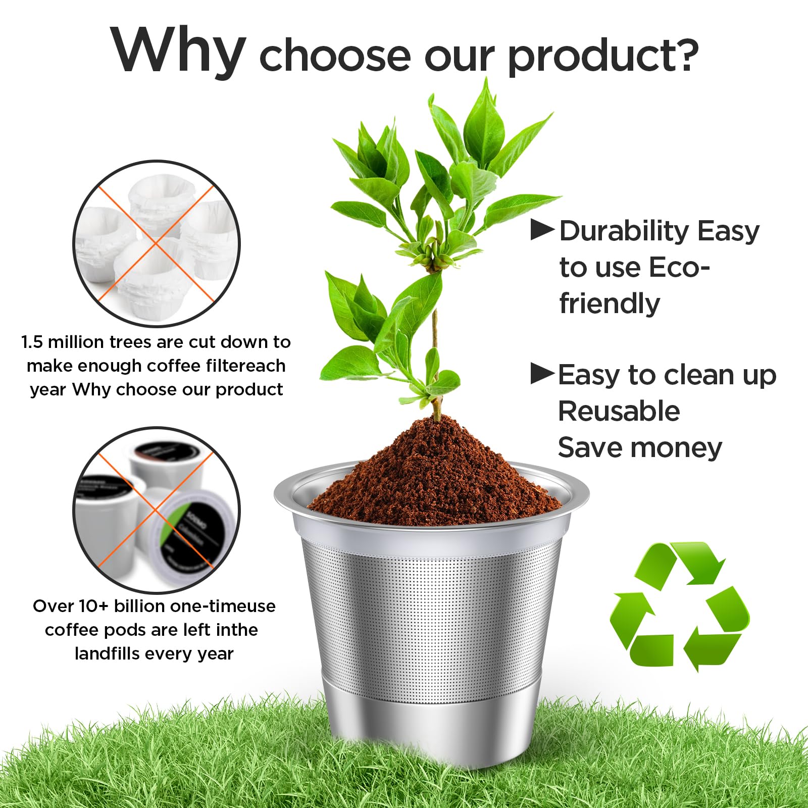 Reusable k Cup Coffee Filters,Universal stainless steel Refillable k Cups Filter Use for Keurig 2.0 and 1.0 Coffee Makers-brewers (3pack)