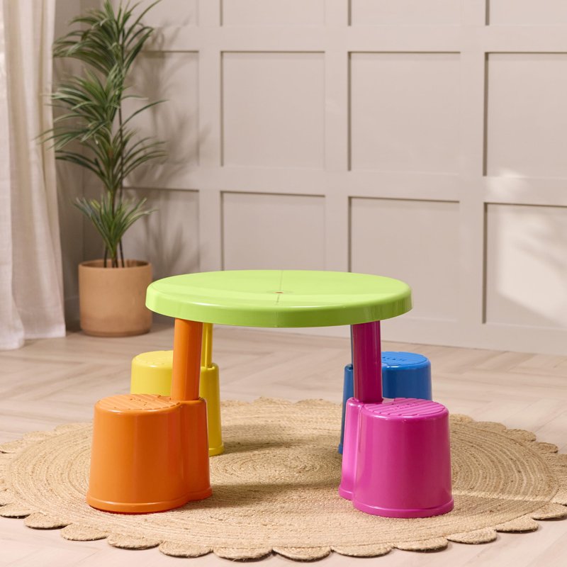 Back2School Express Swivel & Sit Kids Table and Stools Set, Plastic Table, Vibrant