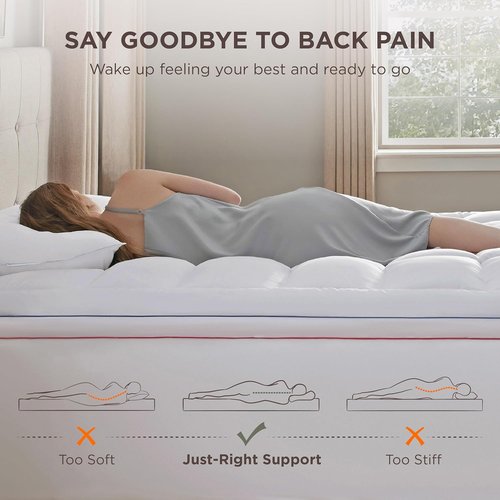 Bedsure Queen Mattress Topper - Extra Thick Pillow Top Pad for Back Pain Relief | Fits Deep Pocket Up to 21 Inches, White