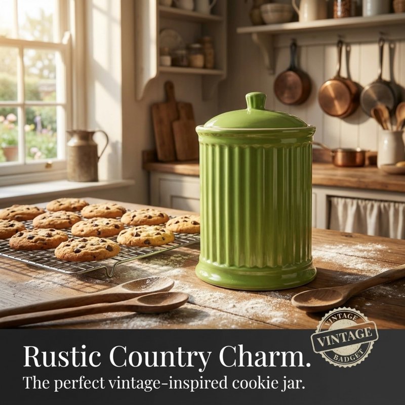 Omniware Simsbury XL Canister, 120oz Stoneware Cookie Jar with Lid, Large Kitchen Storage Container, Airtight Farmhouse Canister for Flour, Sugar, Coffee, or Snacks (Honey)