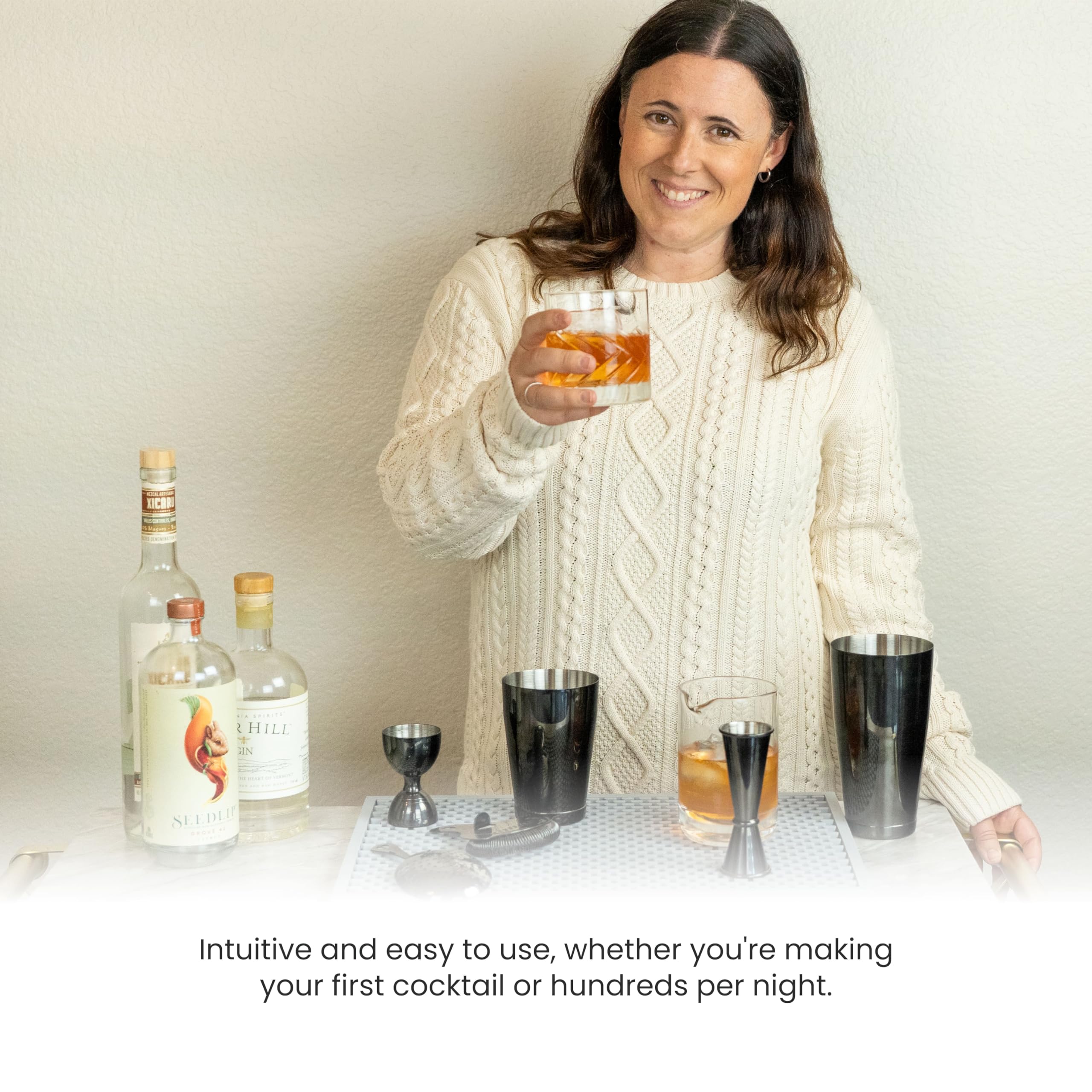 A Bar Above Black Hawthorne Strainer Cocktail, Bar Strainer Cocktail, with High-Density Spring, Mirrored Drink Strainer, Cocktail Strainer, for Boston Shakers and Mixing Glasses