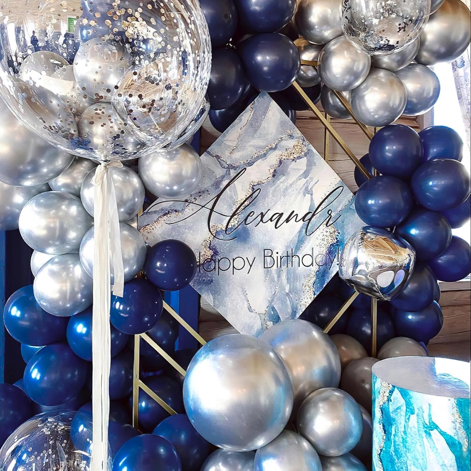 PartyWoo Navy Blue Balloons - 100-Piece Arch Kit with Various Sizes for Graduation & Birthday Decor