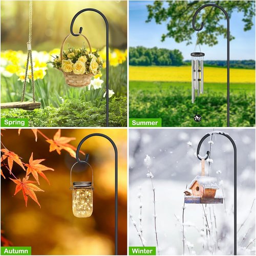 Feed Garden Adjustable 32-Inch Shepherd Hooks - Rust Resistant Steel for Outdoor Lanterns & Bird Feeders | 8 Pack