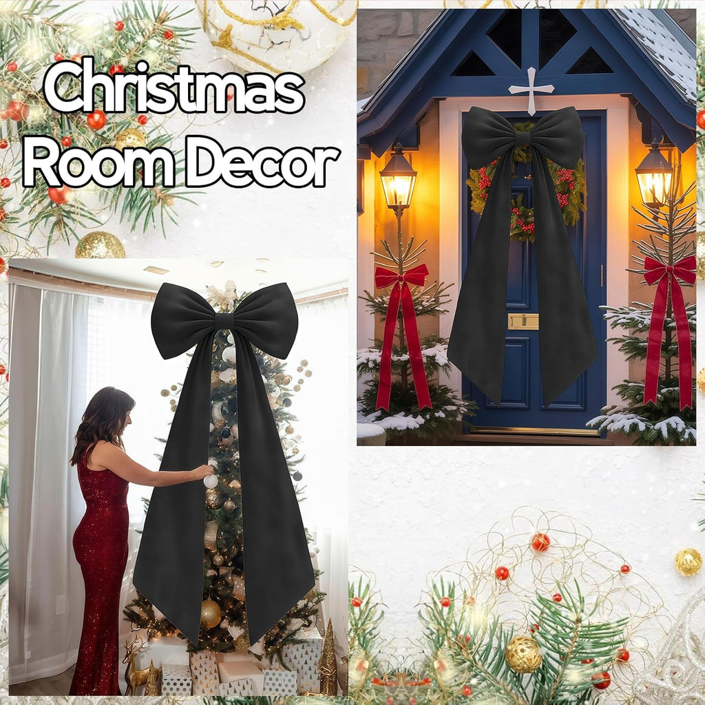 Skiennix Black Velvet Bow Decor - 50 x 20 Inches Large Party Decoration for Weddings & Birthdays