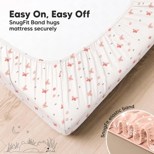 KeaBabies Fitted Crib Sheets - Soft Bamboo Viscose Cotton, 2-Pack, 52x28, Gender Neutral (Butterflies)