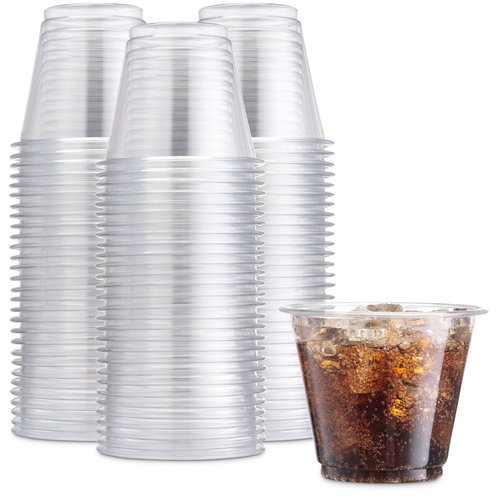 Munfix 250 Pack Clear Plastic Cups, 9 Oz Old Fashioned Tumblers, Disposable Drinking Cups, Bulk Plastic Party Cups for Birthday Parties, Picnics, Ceremonies, and All Events, Recyclable and BPA-Free