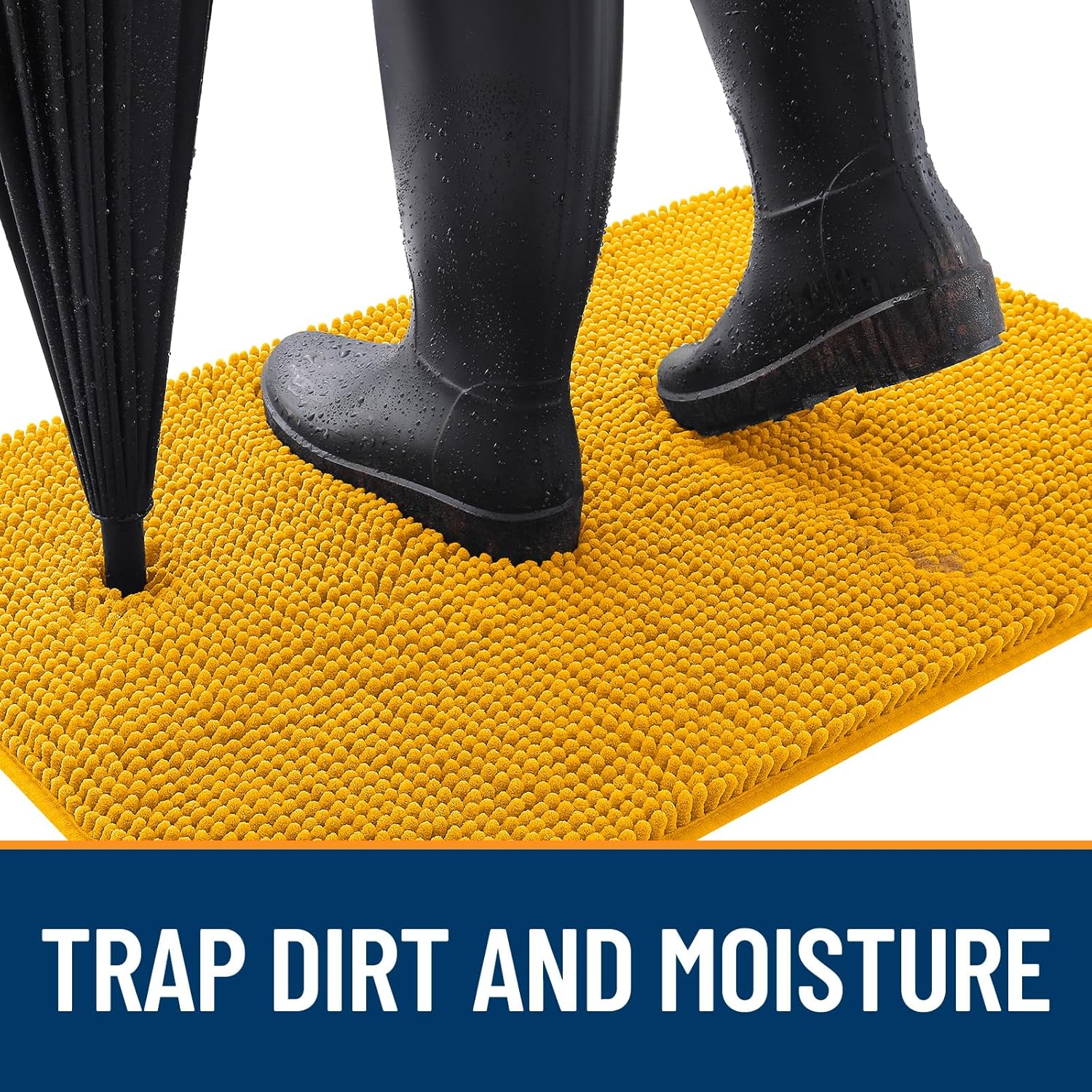 OLANLY Dog Door Mat - Absorbent Non-Slip Muddy Paws Mat | Quick Dry Chenille 47x17, Golden Yellow