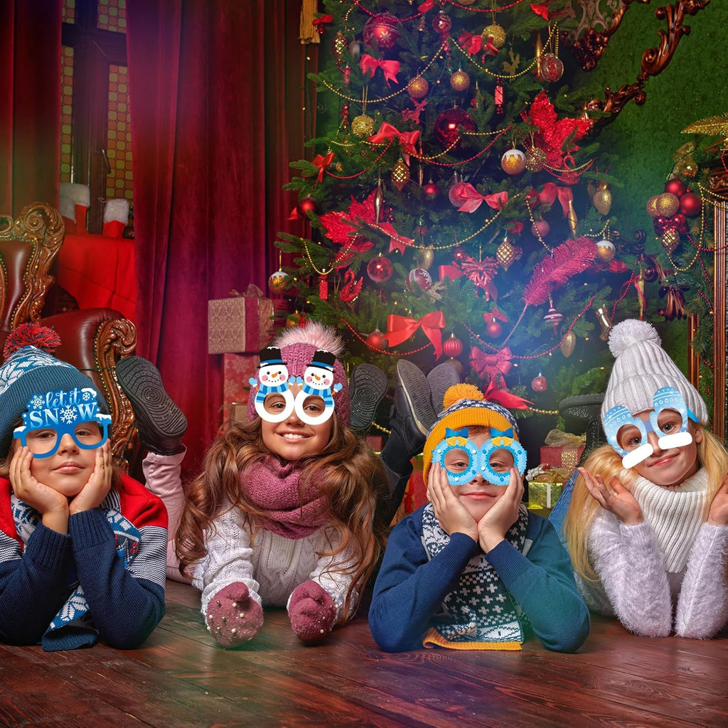 Skiennix Winter Party Favors - 36 Pcs Snowflake Paper Eyeglasses for Holiday Celebrations