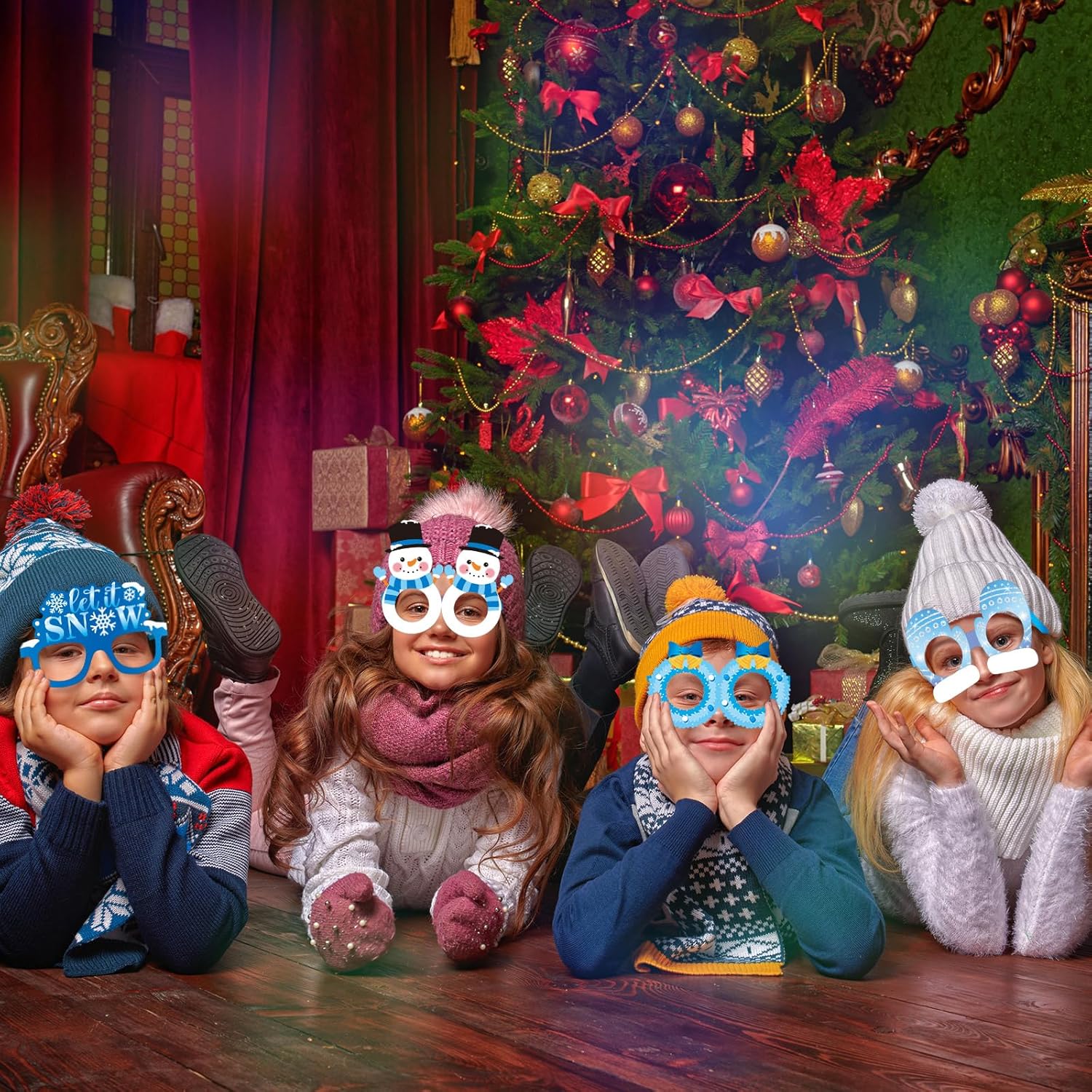 Skiennix Winter Party Favors - 36 Pcs Snowflake Paper Eyeglasses for Holiday Celebrations