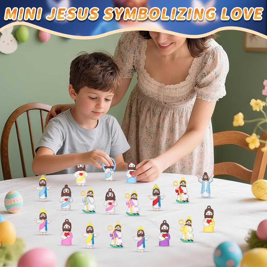 Skiennix Mini Jesus Figurines - 60PCS Easter Basket Stuffers | Tiny Pocket-Sized Jesus Figures
