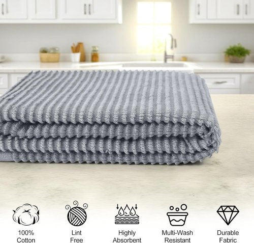 Homaxy Premium Kitchen Towels - Ultra Absorbent 100% Cotton Hand Towels Set | 18"x28", Grey, 6 Pack