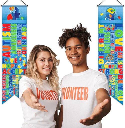 Blulu Autism Awareness Door Banners - Inspirational Puzzle Piece Decor for Indoor/Outdoor Use | 2 Pcs Set