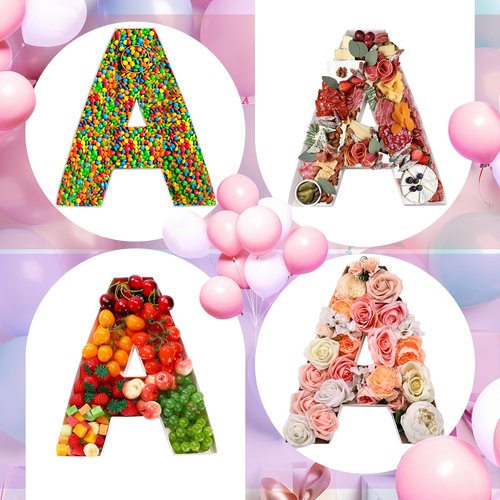 Mifoci 13.7inch Cardboard Letter Boxes Charcuterie Letters Board Fillable Reusable Trays Alphabet Serving Platter for Food Chocolate Candy Decoration Baby Shower Party Anniversary(Letter A)