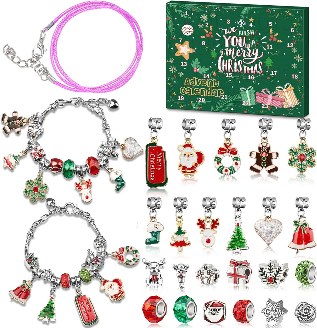 Skiennix Advent Calendar 2025 | Jewelry Making Kit for Girls - DIY Charm Bracelet Crafts for Ages 4-12