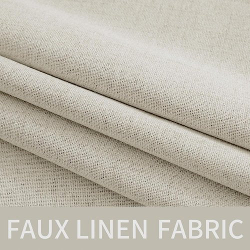 MIULEE Linen Texture Curtains - 100% Blackout Thermal Insulated Drapes | Light Cream, 52x90 Inch (2 Panels)