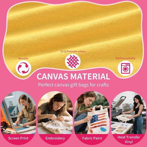 KIDJFGG 12 Pack Small Canvas Tote Bags, Mini Tote Bags Bulk for Women, DIY Blank Reusable Cute Sublimation Totes Bag with Handles & D Ring for Grocery, Mother's Day, Wedding Gifts (Multicolour)