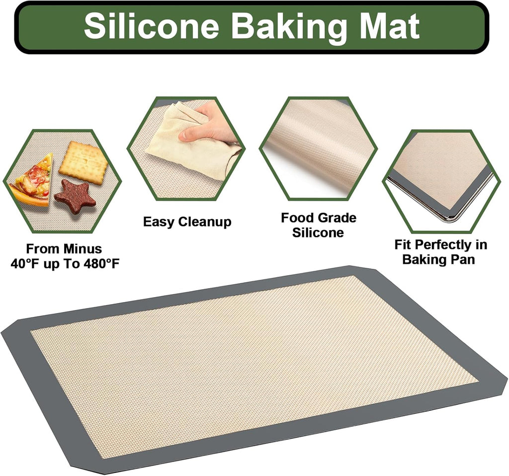 Stainless Steel Baking Sheet Set by [Brand Name] - Heavy Duty Cookie Pan with Cooling Racks & Silicone Mats - Set of 9 (3 Sheets, 3 Racks, Grey)