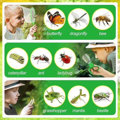 Bug Catcher Kit for Kids by 2Sets - Sturdy Insect Collector with Binoculars & Butterfly Net | Outdoor Explorer Set for Ages 3-8