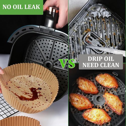 Air Fryer Liners - 200PCS Round 8 Inch Non-Stick Parchment Paper | Food Grade for 5-8 QT Air Fryers
