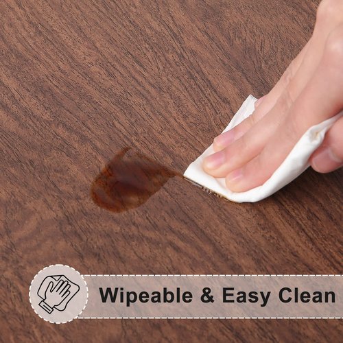 misaya Round Fitted Tablecloth with Elastic Edge, 100% Waterproof Oil Proof Plastic Table Cover, Vinyl Flannel Backed Tablecloth Fits 57"-66" Round Tables for Dinner, Outdoor, Picnic, Oak Wooden Grain