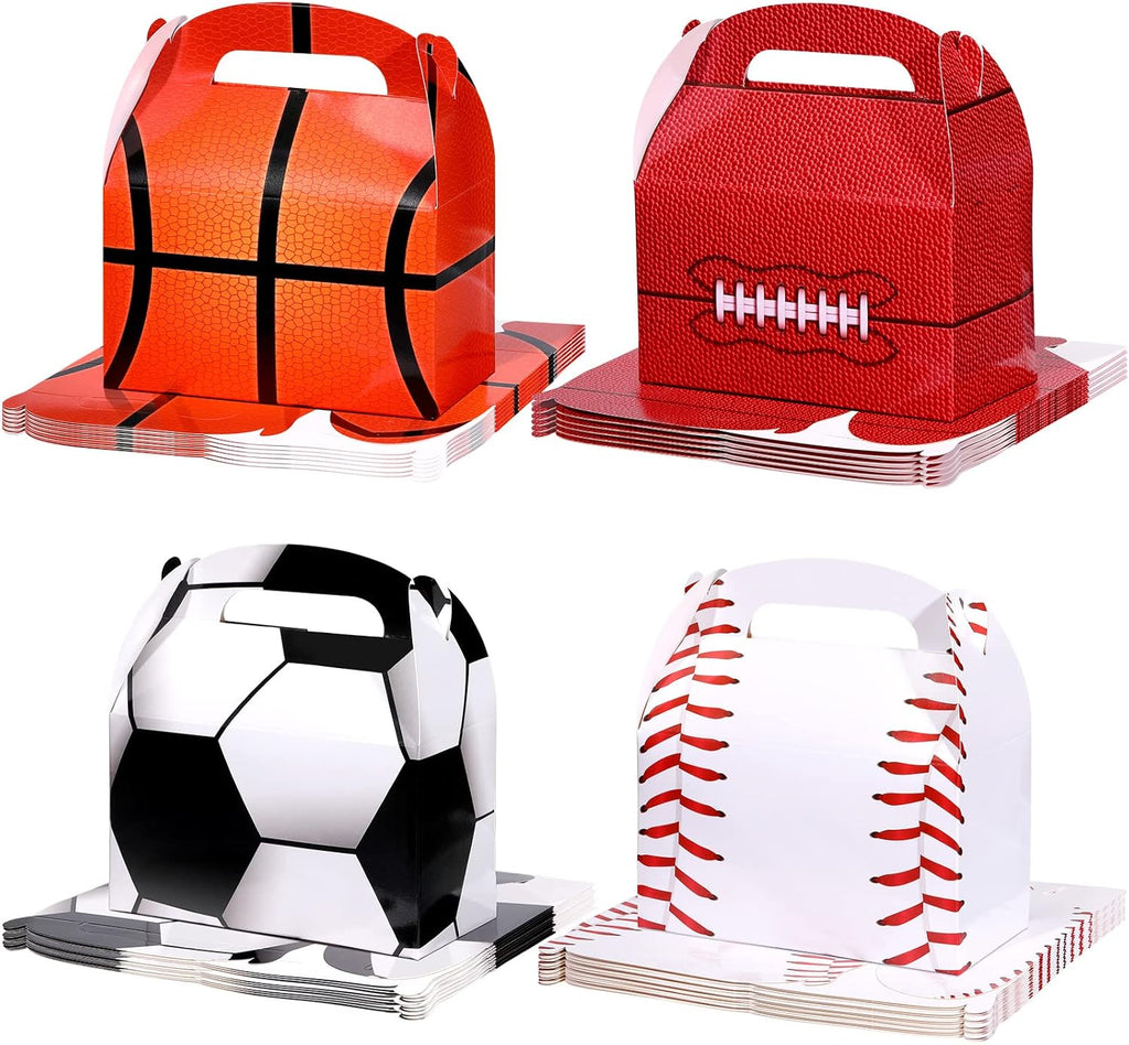 Nezyo 24 Pack Sports Themed Birthday Party Supplies - Football & Soccer Treat Boxes | Gift Bags for Baby Showers