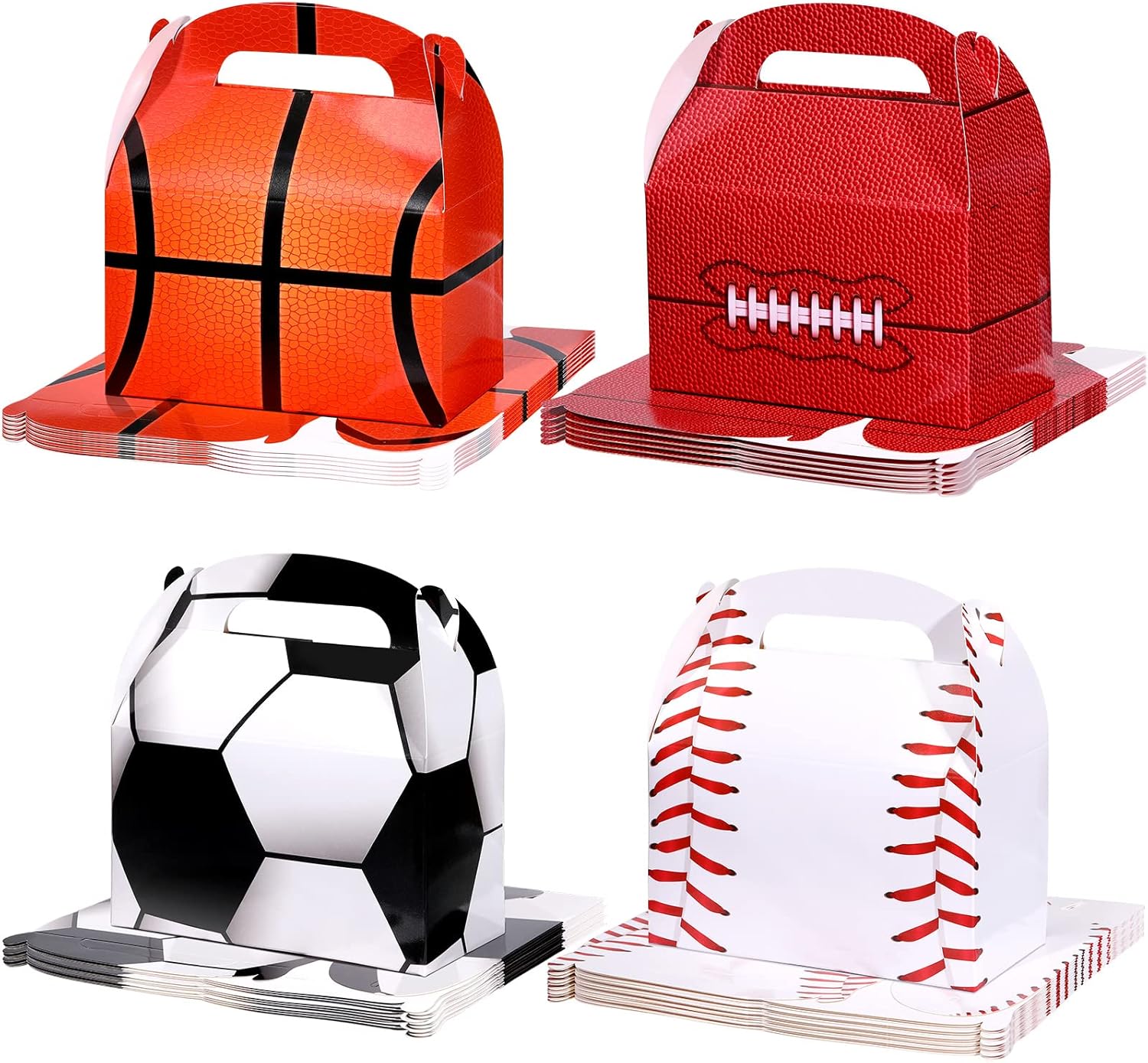 Nezyo 24 Pack Sports Themed Birthday Party Supplies - Football & Soccer Treat Boxes | Gift Bags for Baby Showers