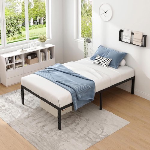 Jetonix Twin Metal Bed Frame - Heavy Duty Sturdy Foundation with Storage Space | Easy Assembly, Black, 12 Inch
