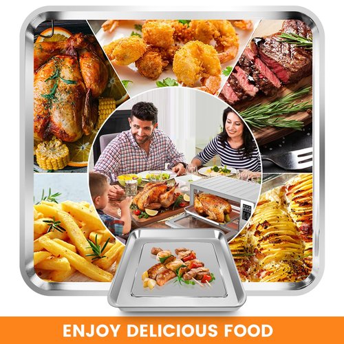 Air Fryer Baking Pan for Nuwave Bravo 12 in 1 21 Qt Air Fryer Toaster Oven, 11.2'' * 10.5'' Air Fryer Grill Pan Grill Plate Crisper Plate Rack Parts Accessories Tray, Stainless Steel