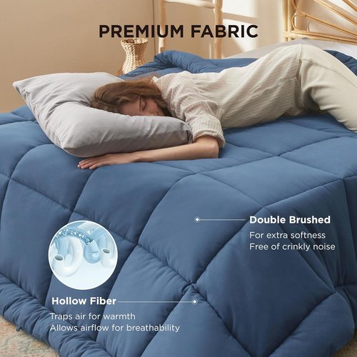 Bedsure Comforter Duvet Insert - All Season King Size Quilted Down Alternative Bedding, Dark Slate Blue, 90 x 102 Inches
