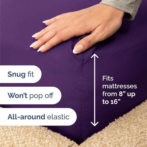 Comfy Twin Size 3 Piece Sheet Set by [Brand Name] - Breathable Cooling Bedding - Ultra-Soft, Deep Pockets, Wrinkle-Free - Oeko-Tex Certified, Purple