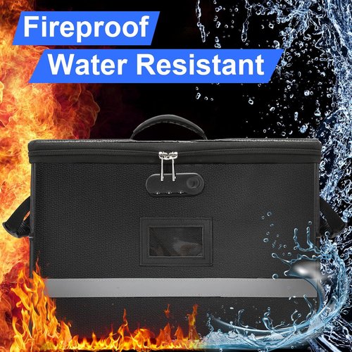 EXLIFBAG Fireproof File Organizer - Portable Document Box with Lock & Handle | Secure Storage Solution