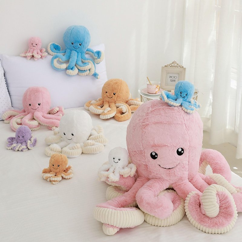 Maxpetus Cute Big Octopus Pillows,Interior Decoration Octopus Cushion,Soft Marine Animal Decorations (White, 15.7 inch)