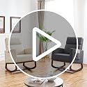 Ivory Boucle Padded Rocking Chair with Side Pockets and Wood Base