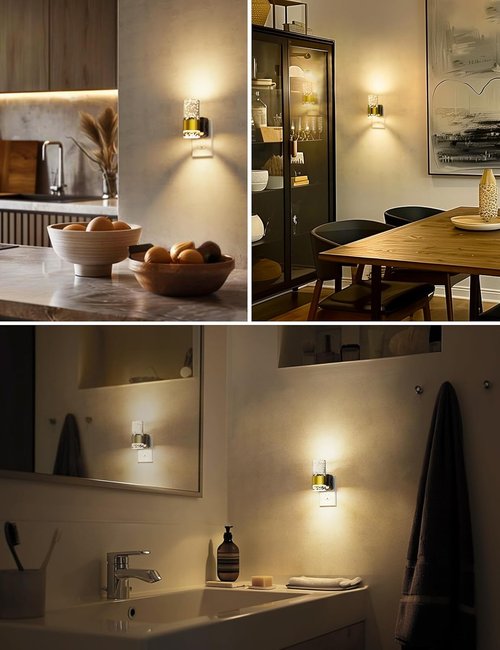 L LOHAS LED Night Light - Adjustable Brightness with Auto Sensor | Soft Wall Sconce Design for Bathroom & Hallway