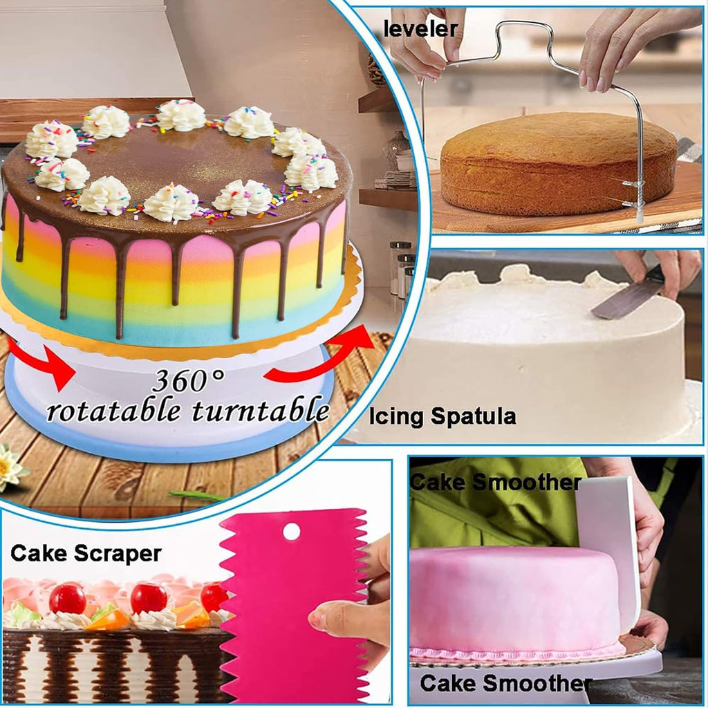 Skiennix 567 PCS Cake Decorating Kit - Complete Baking Set with Springform Pans & Rotating Turntable
