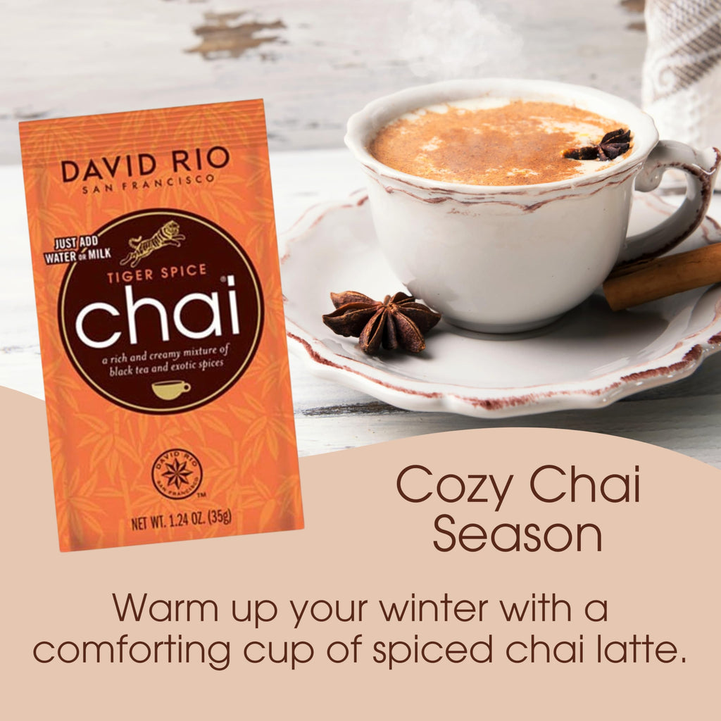 Tiger Spice Chai Tea Latte Mix, 1.24 Oz (Pack of 48), Single Serve Packets, Black Tea, Organic Spices, Dairy Free, Serve Hot or Cold, Just Add Water or Milk