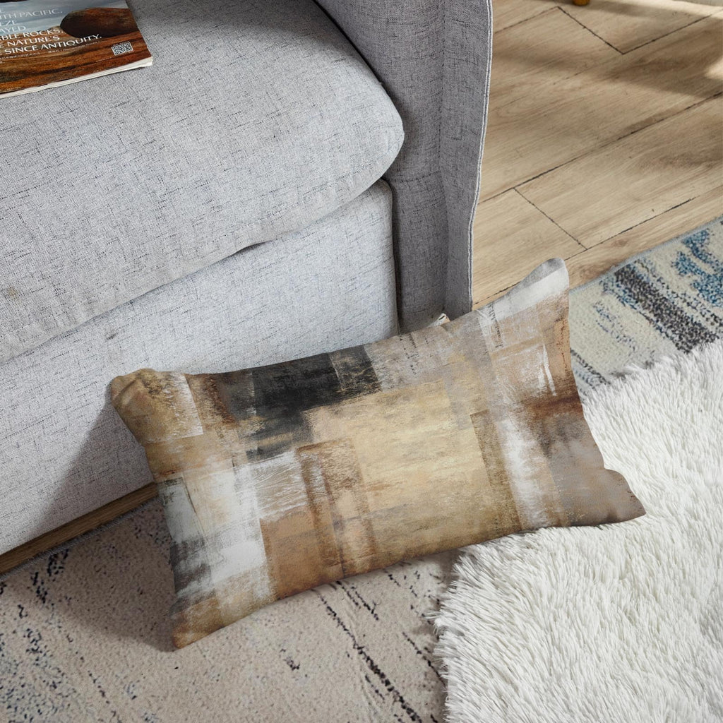 Britimes Throw Pillow Covers Modern Home Art Decor, 12 x 20 Inches Set of 2 Pillow Cases Decorative, Abstract Oil Painting Pillowcases for Bedroom, Living Room, Taupe Tan Grey Brown Beige