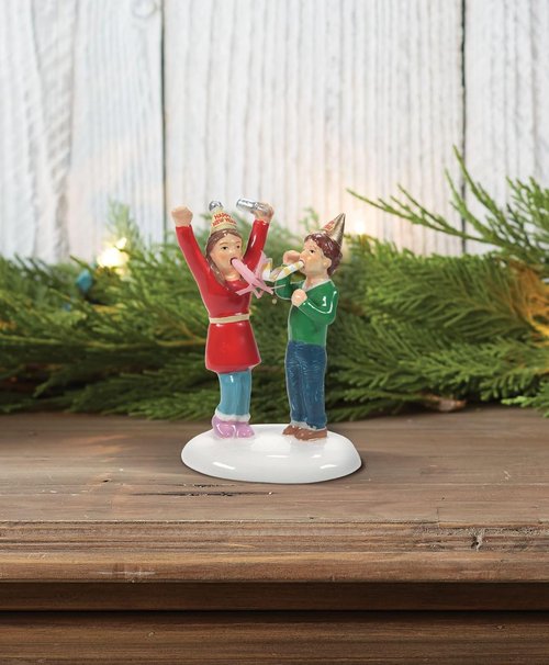 Department 56 We Made It Until Midnight Figurine - 2.83 Inch Multicolor Snow Village Accessory