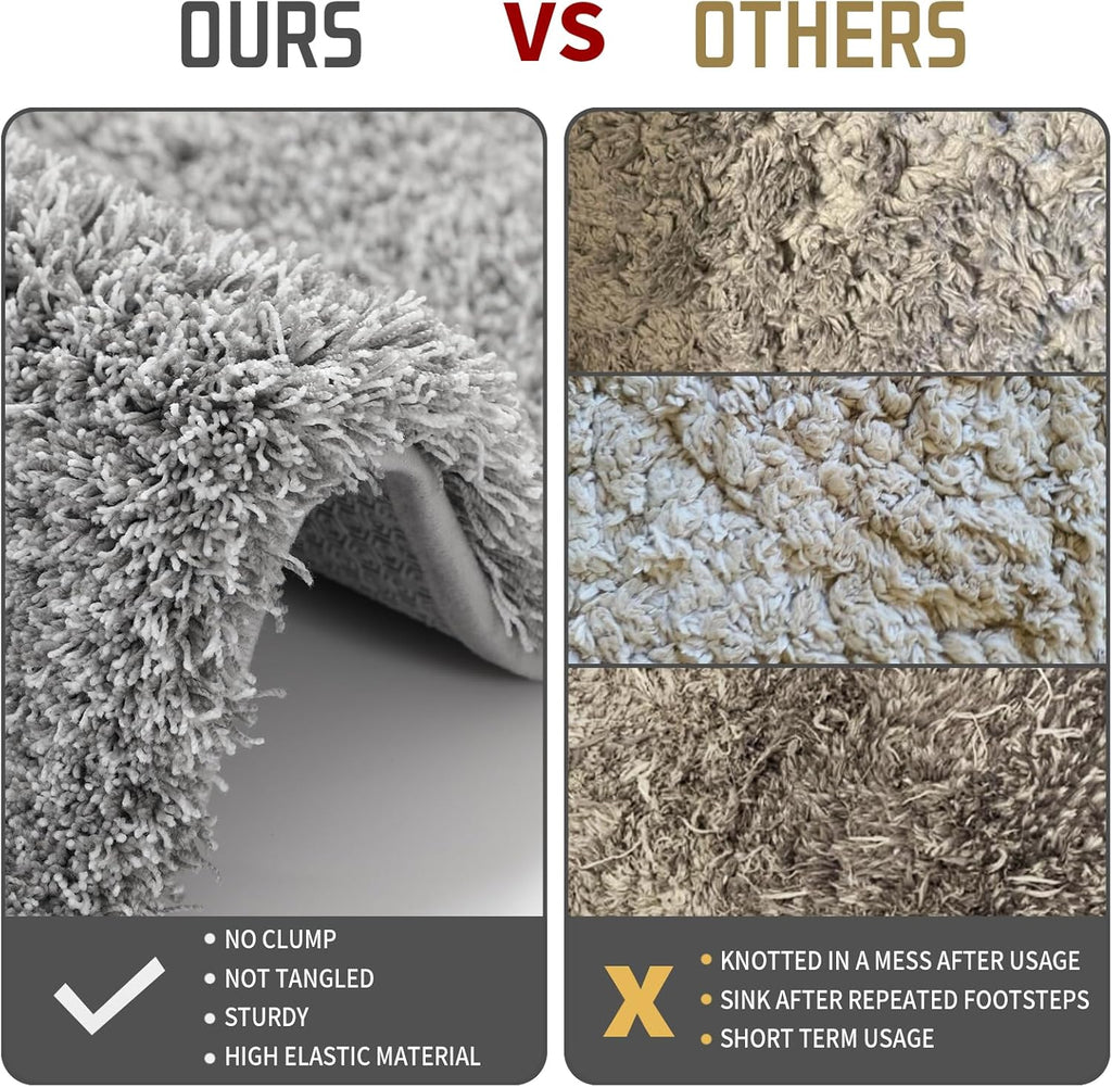 Yimobra Non-Slip Bathroom Rugs - Ultra Soft, Water Absorbent Plush Mats | 24x17 Light Gray & White