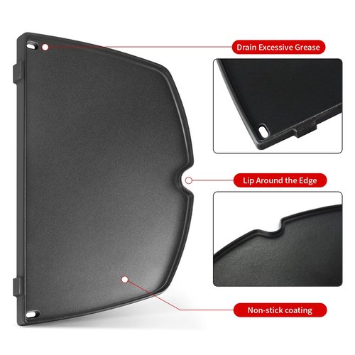 GGC 6558 Griddle for Weber Q100 Q120 Q1000 Q1200 Series Grills, Cast Iron Grill Parts for Weber Q100 Grills, 12.6" x 8.6" Cooking Griddle for Webbr Baby Q