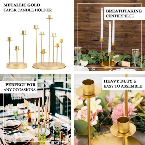 Efavormart 15" Tall Gold Metal Cluster Taper Candle Holder - Elegant Wedding Table Centerpiece