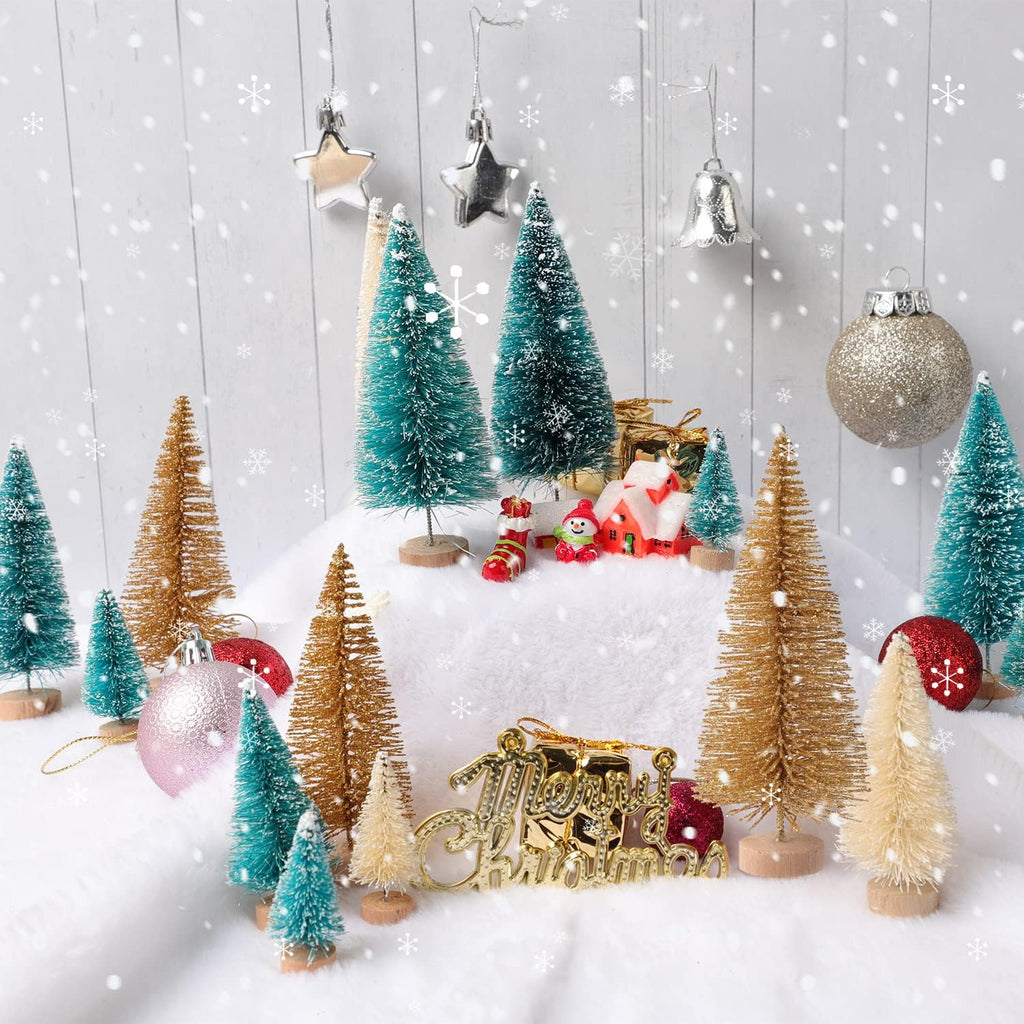 Skiennix Mini Christmas Trees - 30 Pcs Artificial Bottle Brush Trees in 5 Sizes for Festive Home Decor