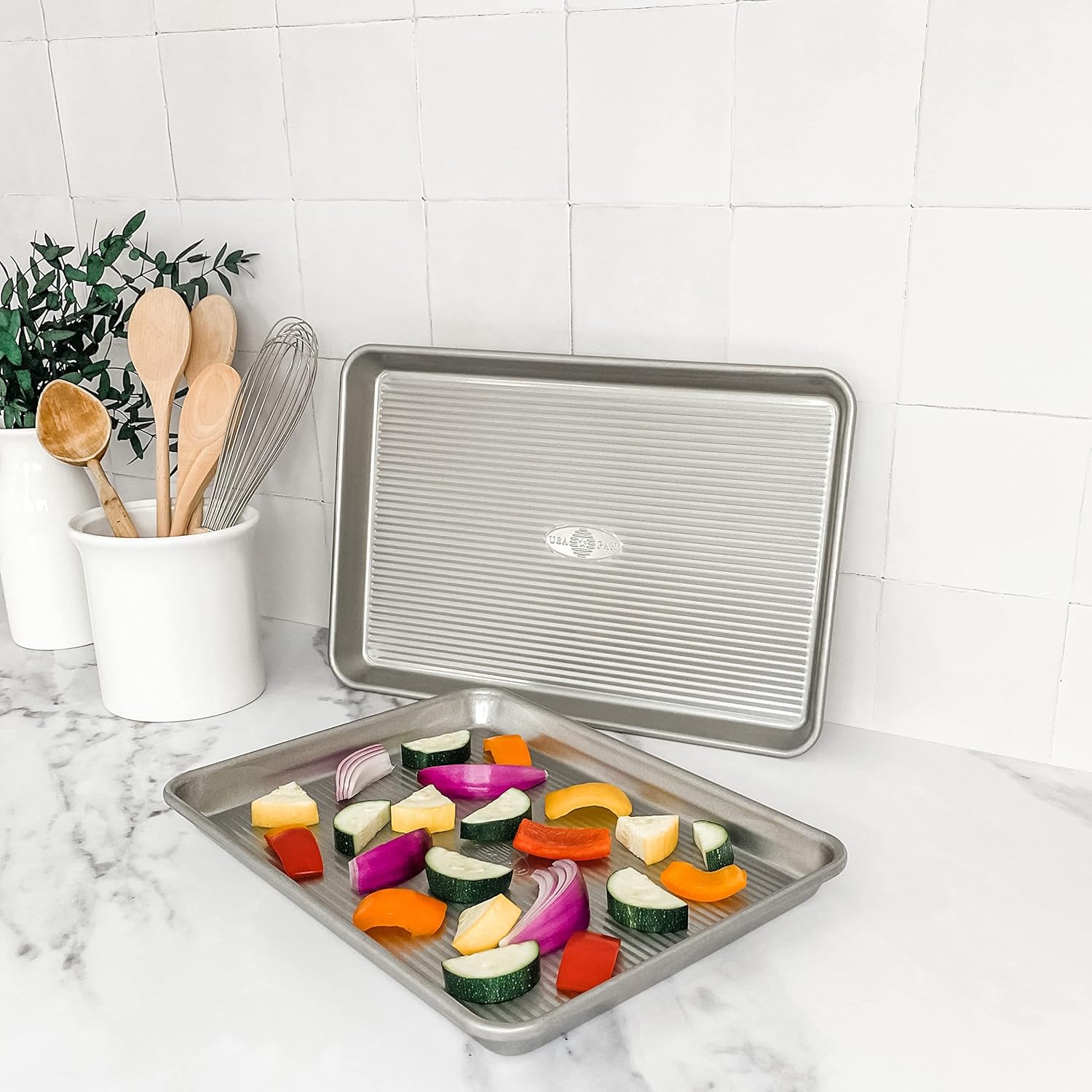 USA Pan Nonstick Quarter Sheet Pans - Set of 2 for Effortless Baking and Cooking