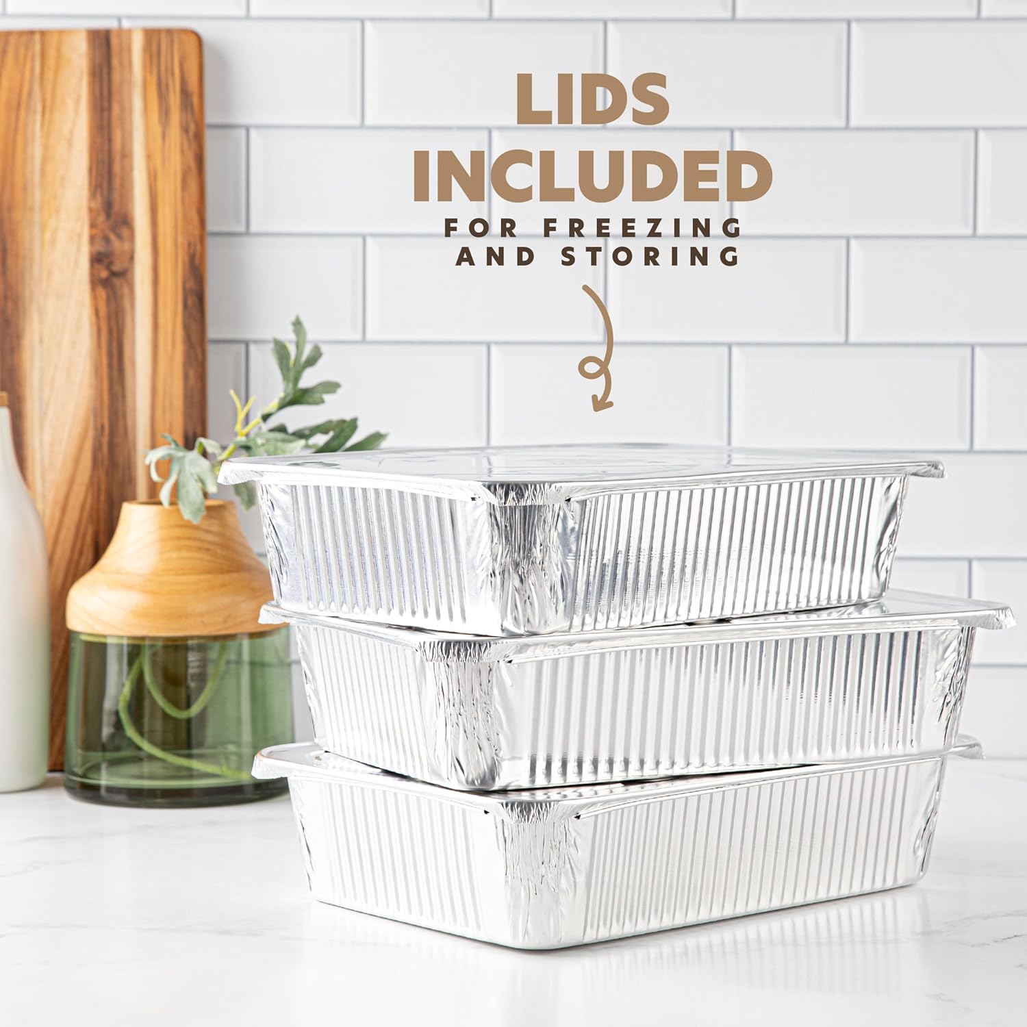PlasticPro 10-Pack Aluminum Pans - Heavy-Duty 12.5" x 9" Disposable Foil Pans with Covers for Baking & Cooking
