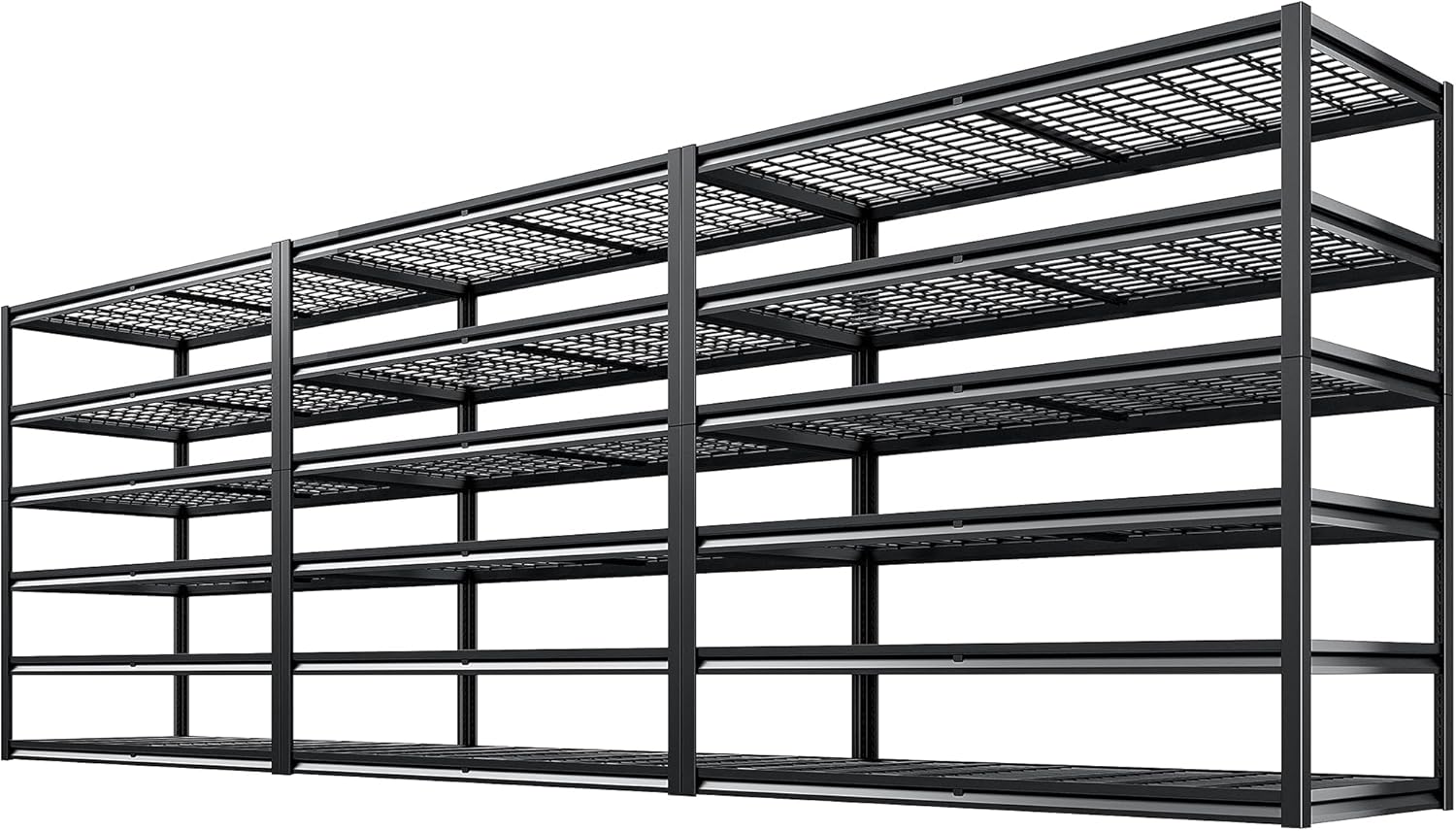 REIBII 3500LBS Heavy Duty Garage Shelving - Adjustable 6-Tier Metal Storage Unit | 55" W x 26" D x 84" H, Black, 3 Pack