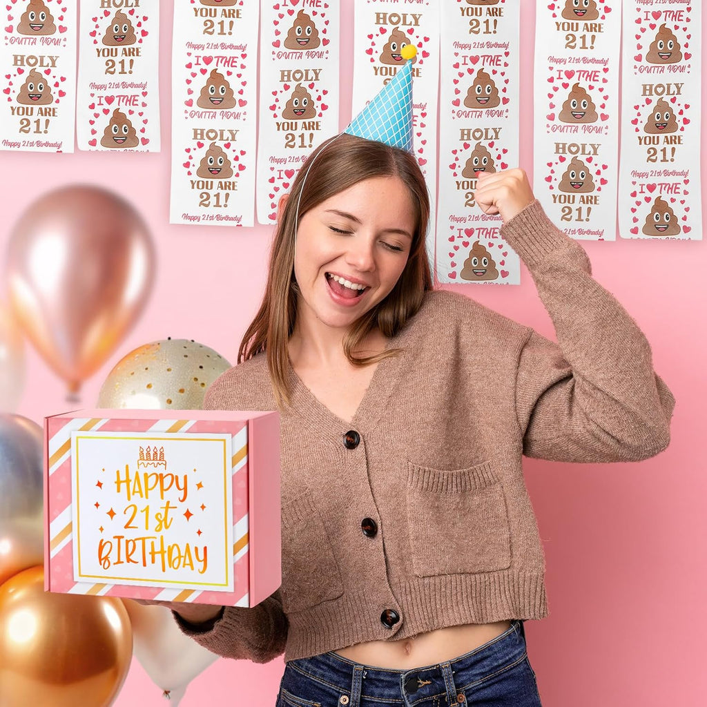 Skiennix 21st Birthday Gifts for Her | Unique & Funny 21-Year-Old Gift Set - Wine Glass, Candle & Makeup Bag